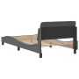 Bed frame with headboard in dark gray fabric 100x200 cm by , Beds and slatted bases - Ref: Foro24-373126, Price: 109,41 €, Di...