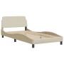 Estructura de cama con cabecero de tela color crema 100x200 cm de , Camas y somieres - Ref: Foro24-373130, Precio: 108,33 €, ...