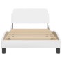 White synthetic leather headboard bed frame 100x200 cm by , Beds and slatted bases - Ref: Foro24-373139, Price: 117,14 €, Dis...