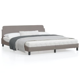 Estructura de cama con cabecero de tela gris taupe 180x200 cm de , Camas y somieres - Ref: Foro24-373229, Precio: 180,99 €, D...