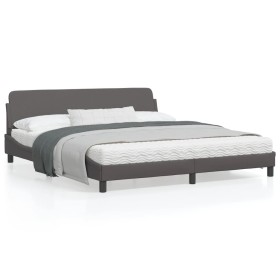 Bed frame with headboard gray synthetic leather 180x200cm by , Beds and slatted bases - Ref: Foro24-373241, Price: 181,98 €, ...