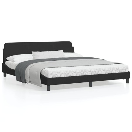 Estructura de cama con cabecero de terciopelo negro 180x200 cm de , Camas y somieres - Ref: Foro24-373234, Precio: 176,76 €, ...