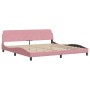 Estructura de cama con cabecero de terciopelo rosa 200x200 cm de , Camas y somieres - Ref: Foro24-373257, Precio: 161,32 €, D...