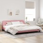 Estructura de cama con cabecero de terciopelo rosa 200x200 cm de , Camas y somieres - Ref: Foro24-373257, Precio: 161,32 €, D...