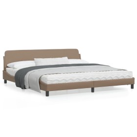 Estructura de cama cabecero cuero sintético capuchino 200x200cm de , Camas y somieres - Ref: Foro24-373262, Precio: 164,99 €,...