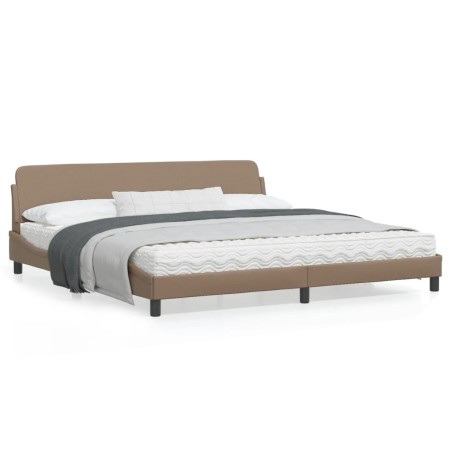 Cappuccino synthetic leather headboard bed frame 200x200cm by , Beds and slatted bases - Ref: Foro24-373262, Price: 164,99 €,...