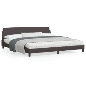 Bed frame with headboard in dark brown fabric 200x200cm by , Beds and slatted bases - Ref: Foro24-373248, Price: 164,99 €, Di...