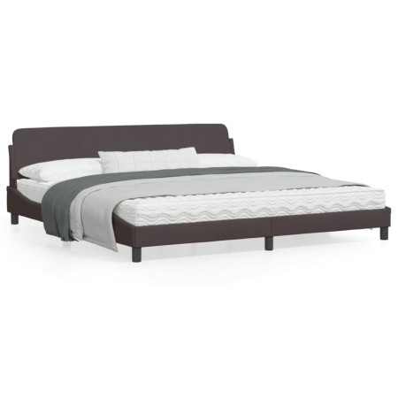 Estructura de cama con cabecero de tela marrón oscuro 200x200cm de , Camas y somieres - Ref: Foro24-373248, Precio: 176,81 €,...