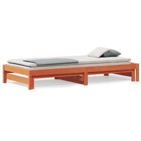 Sofá cama nido madera maciza de pino marrón cera 80x200 cm de , Camas y somieres - Ref: Foro24-844403, Precio: 123,99 €, Desc...