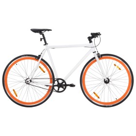 Bicicleta de piñón fijo blanco y naranja 700c 59 cm de , Bicicletas - Ref: Foro24-92266, Precio: 254,28 €, Descuento: %