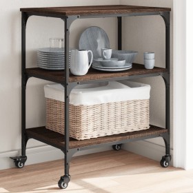 Oak brown engineered wood kitchen cart 60x41x76 cm by , Kitchen and dining carts - Ref: Foro24-842305, Price: 56,99 €, Discou...