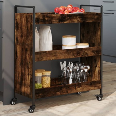 Carrito de cocina madera ingeniería roble ahumado 70x30x82 cm de , Carros de cocina y comedor - Ref: Foro24-842318, Precio: 5...