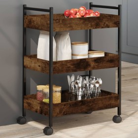 Smoked oak engineered wood kitchen cart 50x30x70 cm by , Kitchen and dining carts - Ref: Foro24-842358, Price: 50,19 €, Disco...