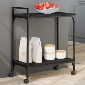 Black Engineered Wood Kitchen Cart 60.5x31x72.5cm by , Kitchen and dining carts - Ref: Foro24-842366, Price: 46,86 €, Discoun...