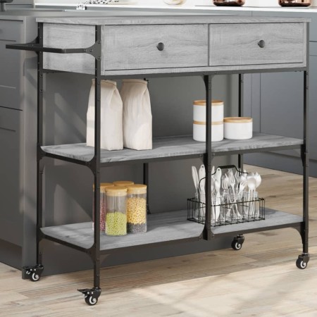 Carrito de cocina madera ingeniería gris Sonoma 105x42x95 cm de , Carros de cocina y comedor - Ref: Foro24-842379, Precio: 12...