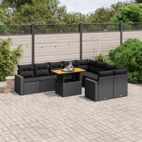 Gartensofa-Set 10-teilig mit schwarzen synthetischen Rattankissen von , Gartensets - Ref: Foro24-3271468, Preis: 634,91 €, Ra...