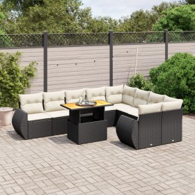 Gartensofa-Set 10-teilig mit schwarzen synthetischen Rattankissen von , Gartensets - Ref: Foro24-3272351, Preis: 687,99 €, Ra...