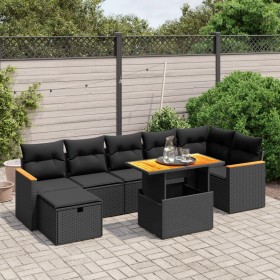 8-teiliges Gartensofa-Set und schwarze synthetische Rattankissen von , Gartensets - Ref: Foro24-3276044, Preis: 529,90 €, Rab...