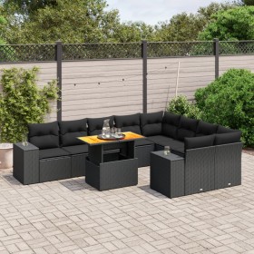 Gartensofa-Set 10-teilig mit schwarzen synthetischen Rattankissen von , Gartensets - Ref: Foro24-3272791, Preis: 670,57 €, Ra...