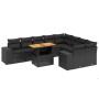 Garden sofa set 10 pieces with black synthetic rattan cushions by , Garden sets - Ref: Foro24-3272791, Price: 704,76 €, Disco...