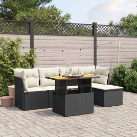 6-teiliges Gartensofa-Set und schwarze synthetische Rattankissen von , Gartensets - Ref: Foro24-3270804, Preis: 419,43 €, Rab...