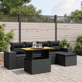 6-teiliges Gartensofa-Set und schwarze synthetische Rattankissen von , Gartensets - Ref: Foro24-3272609, Preis: 443,97 €, Rab...