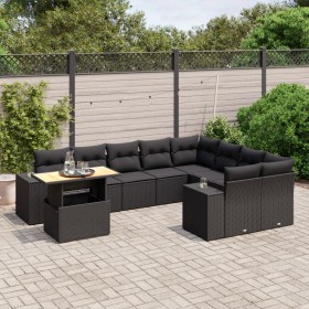 Gartensofa-Set 10-teilig mit schwarzen synthetischen Rattankissen von , Gartensets - Ref: Foro24-3272798, Preis: 704,76 €, Ra...