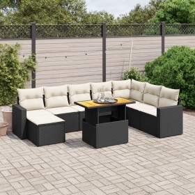 8-teiliges Gartensofa-Set und schwarze synthetische Rattankissen von , Gartensets - Ref: Foro24-3275625, Preis: 577,74 €, Rab...