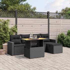 6-teiliges Gartensofa-Set und schwarze synthetische Rattankissen von , Gartensets - Ref: Foro24-3275582, Preis: 384,72 €, Rab...