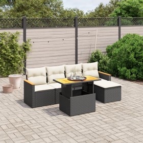 6-teiliges Gartensofa-Set und schwarze synthetische Rattankissen von , Gartensets - Ref: Foro24-3273051, Preis: 411,91 €, Rab...