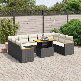 Gartensofa-Set 10-teilig mit schwarzen synthetischen Rattankissen von , Gartensets - Ref: Foro24-3273219, Preis: 637,36 €, Ra...