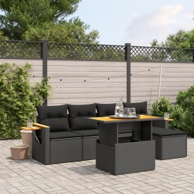 6-teiliges Gartensofa-Set und schwarze synthetische Rattankissen von , Gartensets - Ref: Foro24-3273491, Preis: 411,62 €, Rab...