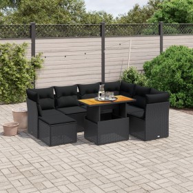 8-teiliges Gartensofa-Set und schwarze synthetische Rattankissen von , Gartensets - Ref: Foro24-3275491, Preis: 527,37 €, Rab...