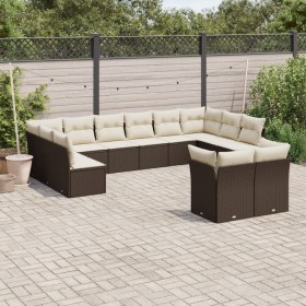 Garden sofa and cushion set 12 pieces brown synthetic rattan by , Garden sets - Ref: Foro24-3250272, Price: 806,07 €, Discoun...