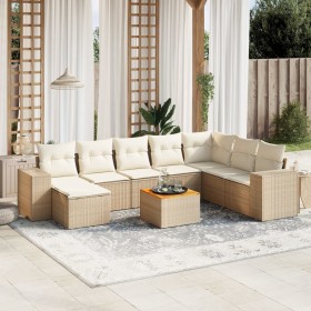 9-teiliges Gartensofa-Set mit beigen synthetischen Rattankissen von , Gartensets - Ref: Foro24-3257913, Preis: 678,70 €, Raba...