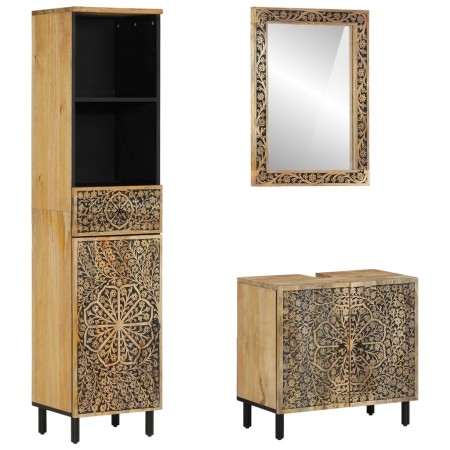 3-piece bathroom furniture set solid mango wood by , Bathroom furniture - Ref: Foro24-3206314, Price: 370,91 €, Discount: %