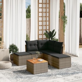 6-piece garden furniture set and gray synthetic rattan cushions by , Garden sets - Ref: Foro24-3256004, Price: 340,97 €, Disc...