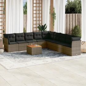 10-piece garden sofa set with gray synthetic rattan cushions by , Garden sets - Ref: Foro24-3256025, Price: 584,99 €, Discoun...