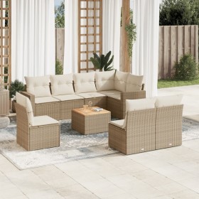 9-teiliges Gartensofa-Set mit beigen synthetischen Rattankissen von , Gartensets - Ref: Foro24-3256492, Preis: 697,42 €, Raba...