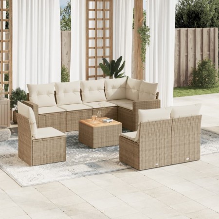 9-piece garden sofa set with beige synthetic rattan cushions by , Garden sets - Ref: Foro24-3256492, Price: 697,42 €, Discoun...