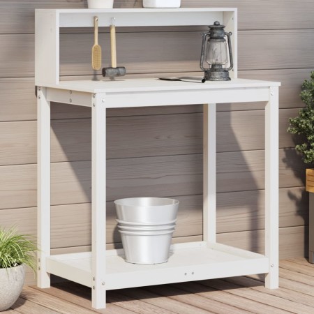 Plantation table with white pine wood shelves 82.5x50x109.5cm by , Pot stands - Ref: Foro24-832408, Price: 72,99 €, Discount: %