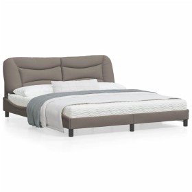 Bed frame with LED lights taupe gray fabric 180x200 cm by , Beds and slatted bases - Ref: Foro24-3213722, Price: 268,99 €, Di...