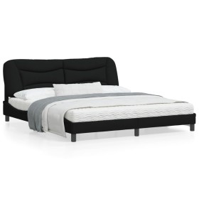 Bed frame with LED lights black fabric 180x200 cm by , Beds and slatted bases - Ref: Foro24-3213720, Price: 229,91 €, Discoun...