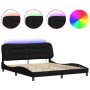 Bed frame with LED lights black fabric 180x200 cm by , Beds and slatted bases - Ref: Foro24-3213720, Price: 248,04 €, Discoun...