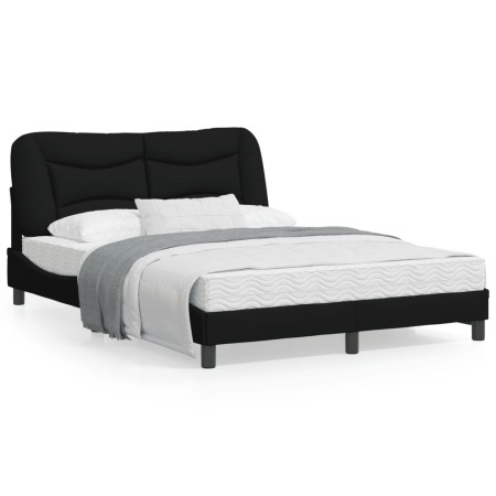 Bed frame with LED lights black fabric 140x190 cm by , Beds and slatted bases - Ref: Foro24-3213699, Price: 218,99 €, Discoun...