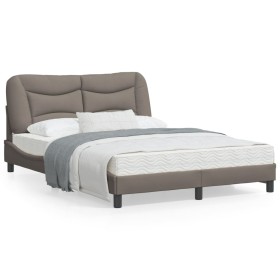 Bed frame with LED lights taupe gray fabric 140x190 cm by , Beds and slatted bases - Ref: Foro24-3213701, Price: 211,68 €, Di...