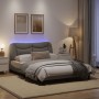 Bed frame with LED lights taupe gray fabric 140x190 cm by , Beds and slatted bases - Ref: Foro24-3213701, Price: 216,78 €, Di...