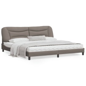 Bed frame with LED lights taupe gray fabric 200x200 cm by , Beds and slatted bases - Ref: Foro24-3213729, Price: 260,99 €, Di...