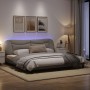 Estructura de cama con luces LED tela gris taupe 200x200 cm de , Camas y somieres - Ref: Foro24-3213729, Precio: 260,99 €, De...