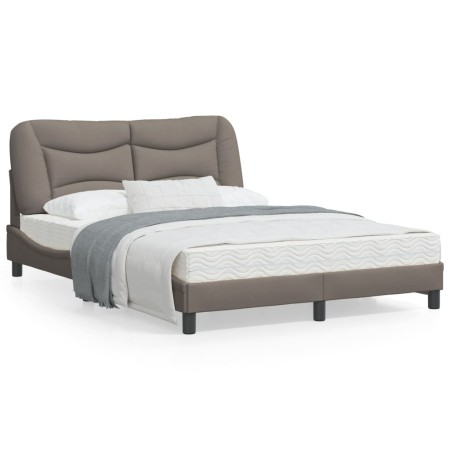 Estructura de cama con luces LED tela gris taupe 140x200 cm de , Camas y somieres - Ref: Foro24-3213708, Precio: 219,58 €, De...